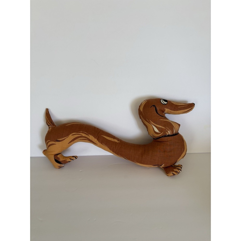 Brown Dog Dachshund Fabric Stuffed animal Weiner 16" Plush vintage